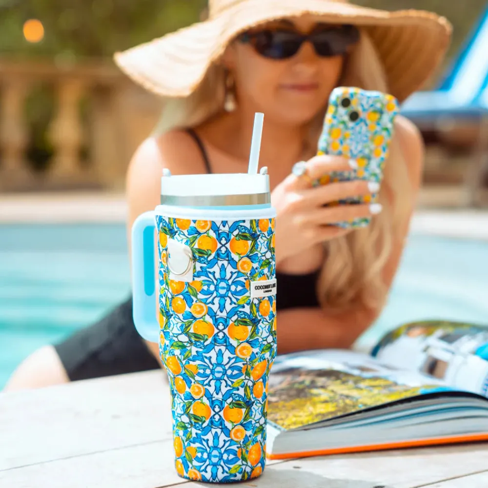 Cocopup Tumbler Carry Cases-Amalfi Lemon Tumbler Carry Case by Coconut Lane