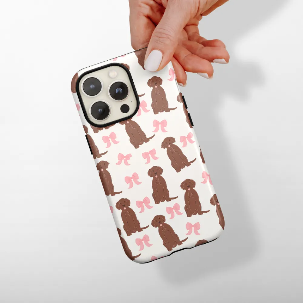 Cocopup Tough Phone Cases-Bows & Besties Tough Phone Case - Chocolate Labrador