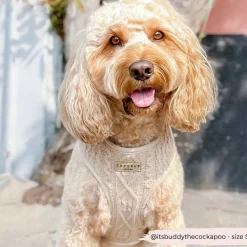 Cocopup Adjustable Neck Harnesses-Cable Knit Jumper Adjustable Neck HARNESS - Toffee Pup Latte