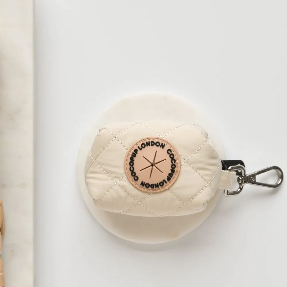 Cocopup Poop Bag Holders | Poop Bag Holders-Cream Quilted Poop Bag Holder
