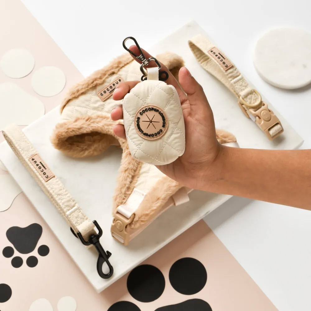 Cocopup Poop Bag Holders | Poop Bag Holders-Cream Quilted Poop Bag Holder