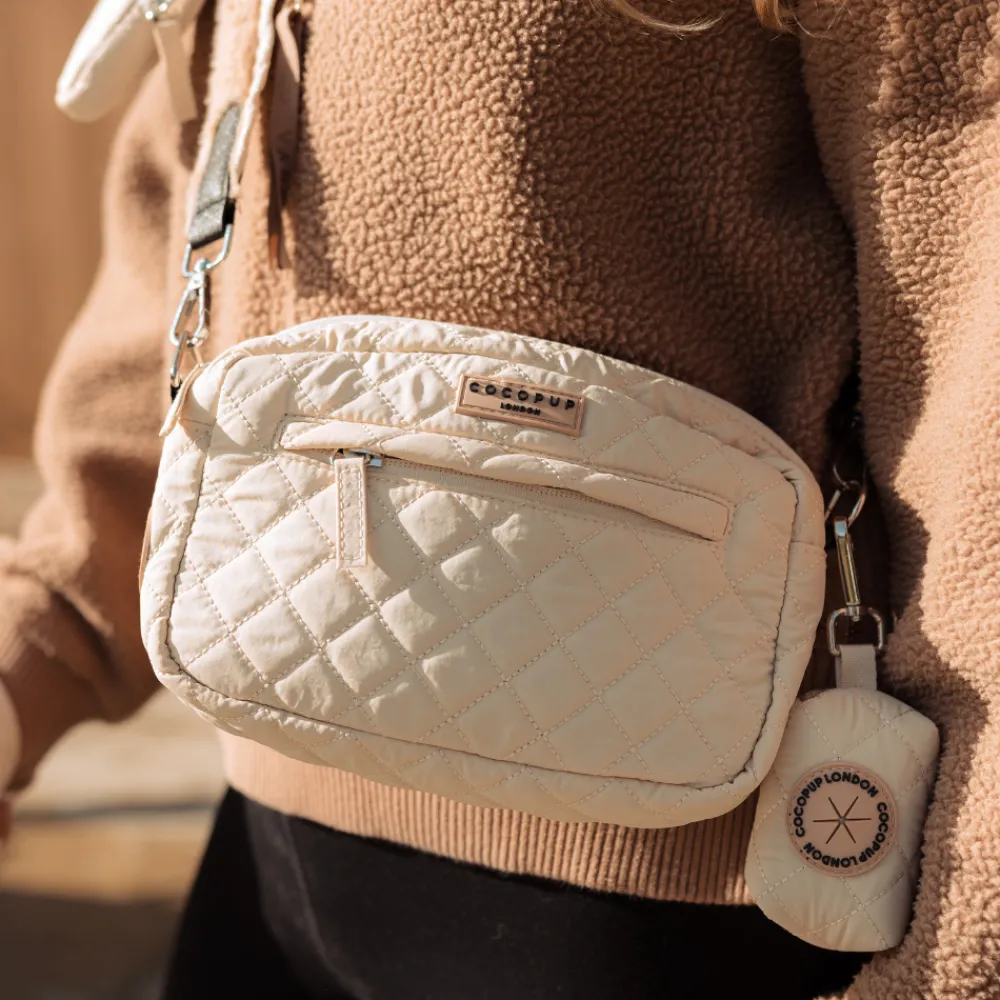 Cocopup Poop Bag Holders | Poop Bag Holders-Cream Quilted Poop Bag Holder
