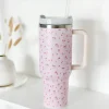 Cocopup Tumblers-Ditsy Floral Pink Stainless Steel Tumbler - By Coconut Lane