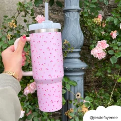 Cocopup Tumblers-Ditsy Floral Pink Stainless Steel Tumbler - By Coconut Lane