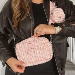 Cocopup Dog Walking Bags-Dog Walking Bag - Pink Textured Tweed