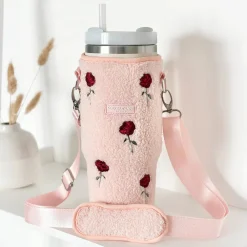 Cocopup Tumbler Carry Cases-Embroidered Roses Tumbler Carry Case by Coconut Lane