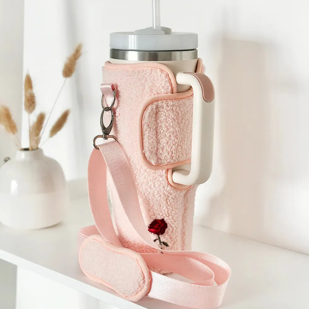 Cocopup Tumbler Carry Cases-Embroidered Roses Tumbler Carry Case by Coconut Lane