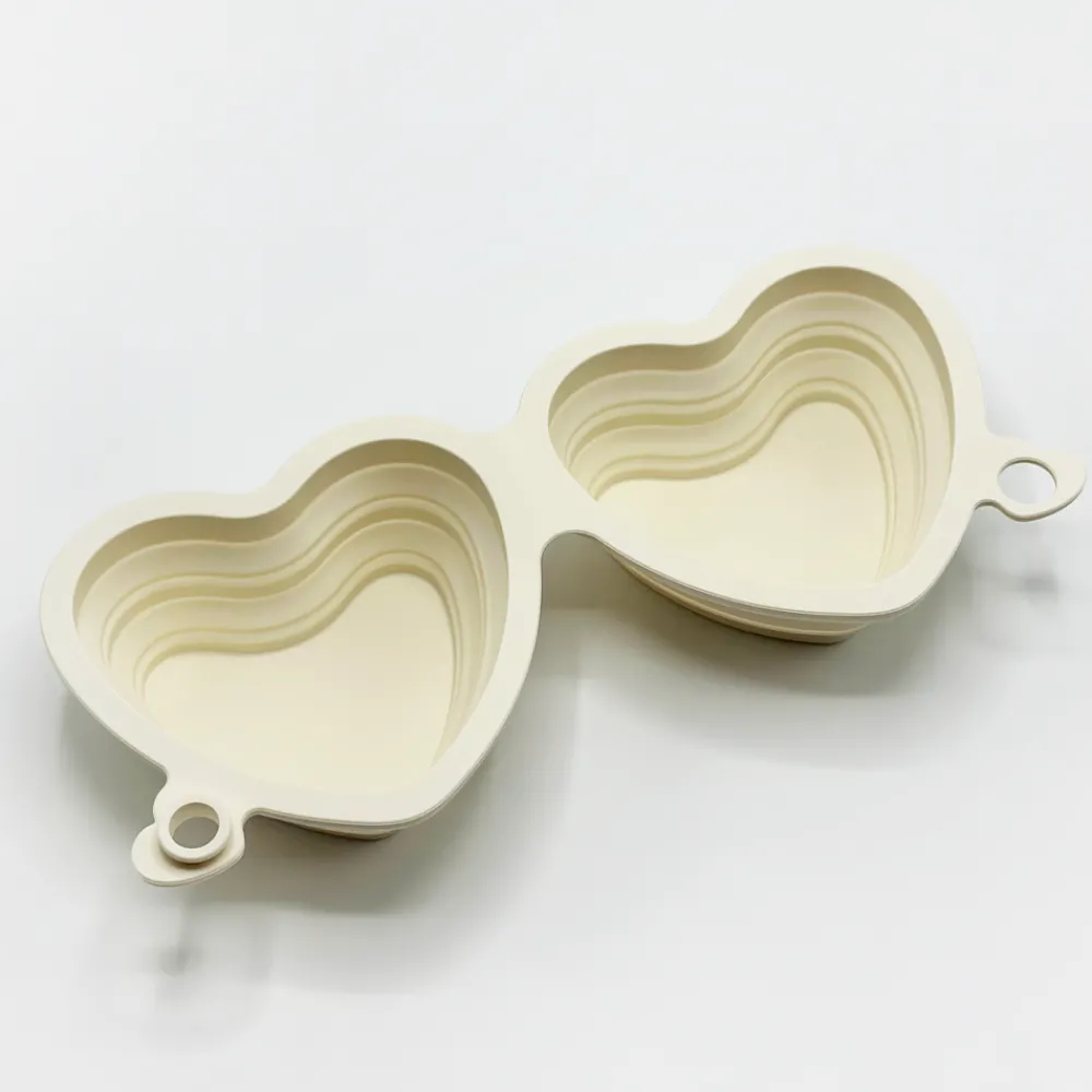 Cocopup Foldable Bowls | Foldable Bowls-Heart Collapsible Bowl - Cream