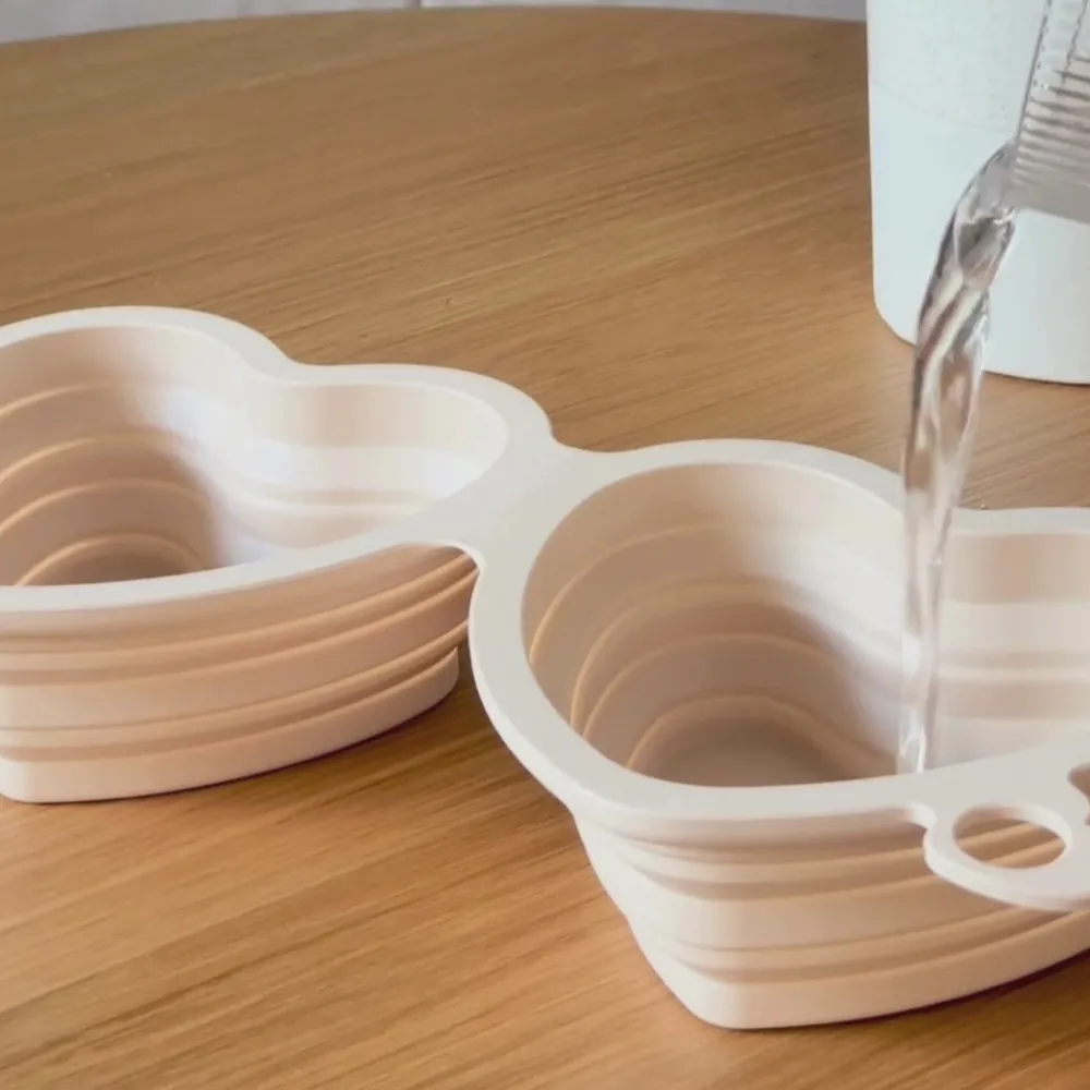 Cocopup Foldable Bowls | Foldable Bowls-Heart Collapsible Bowl - Pink