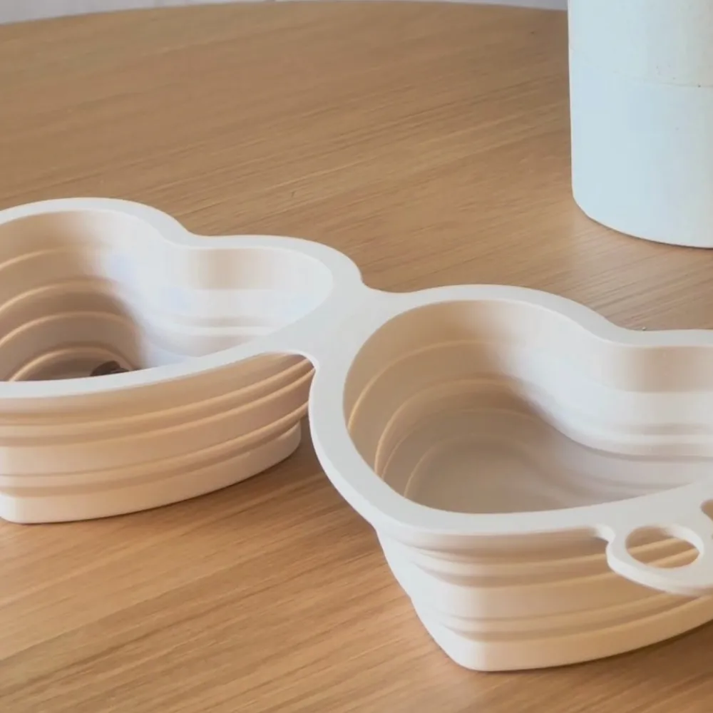 Cocopup Foldable Bowls | Foldable Bowls-Heart Collapsible Bowl - Pink