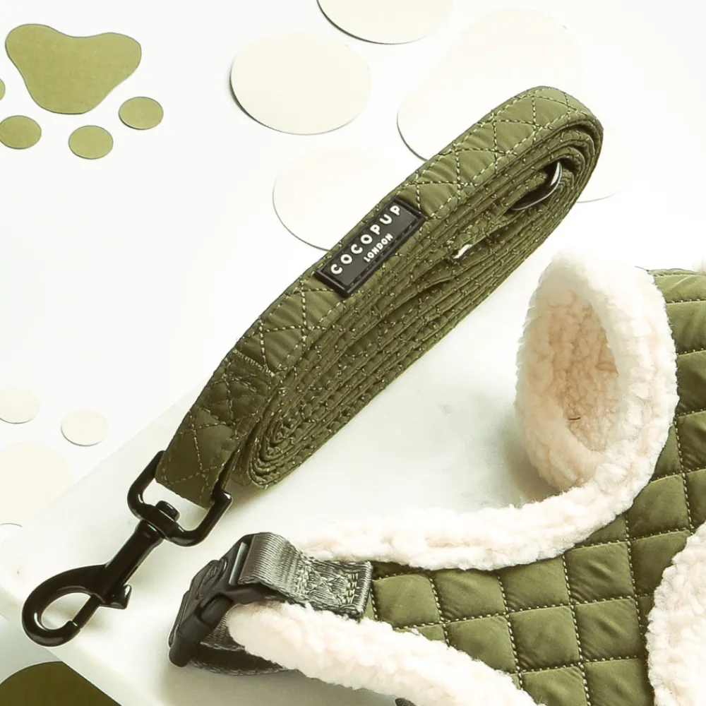 Cocopup Adjustable Harness Bundles-Khaki Quilted Adjustable Neck Harness, Lead & Collar Bundle