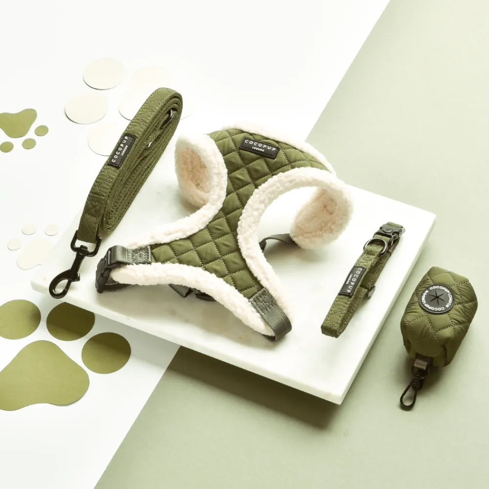 Cocopup Adjustable Neck Harnesses-Khaki Quilted Adjustable Neck HARNESS