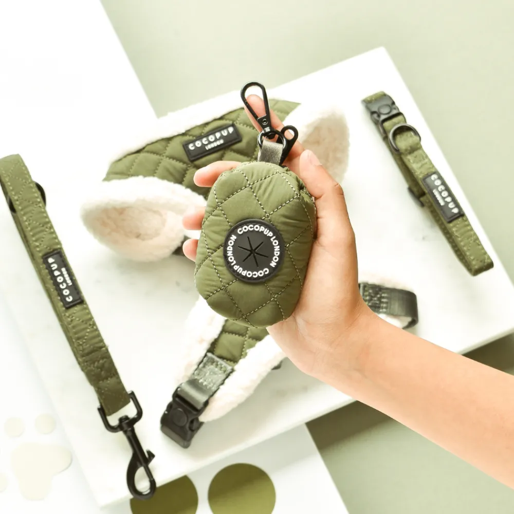 Cocopup Poop Bag Holders | Poop Bag Holders-Khaki Quilted Poop Bag Holder