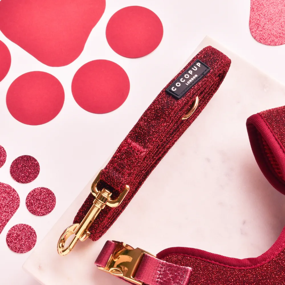 Cocopup Adjustable Harness Bundles-Limited Edition Burgundy Sparkle Pup Adjustable Neck Harness, Lead & Collar Bundle