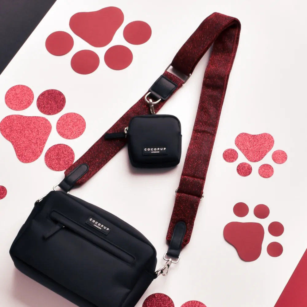 Cocopup Classic Bag Bundles-Limited Edition Dog Walking Black Bag - Burgundy Sparkle Pup