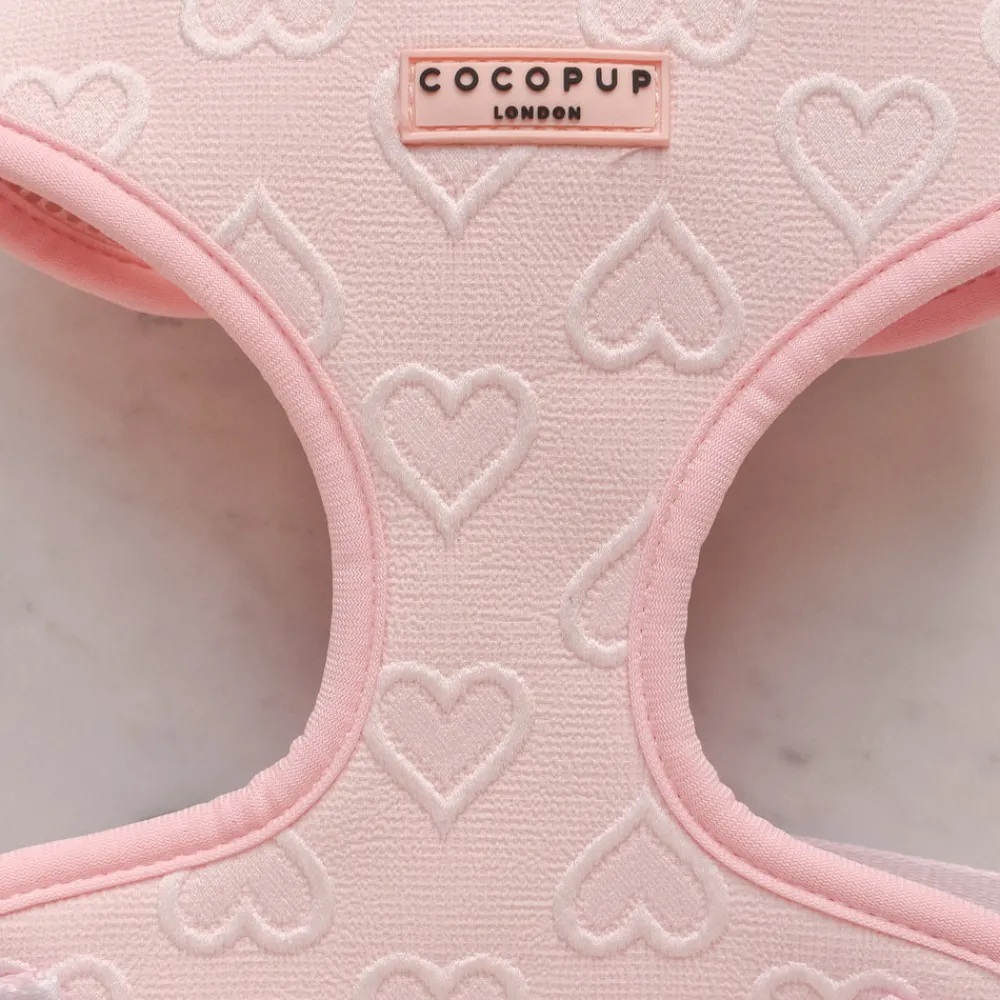 Cocopup Adjustable Neck Harnesses-Luxe Adjustable Neck HARNESS - Baby Pink Heart