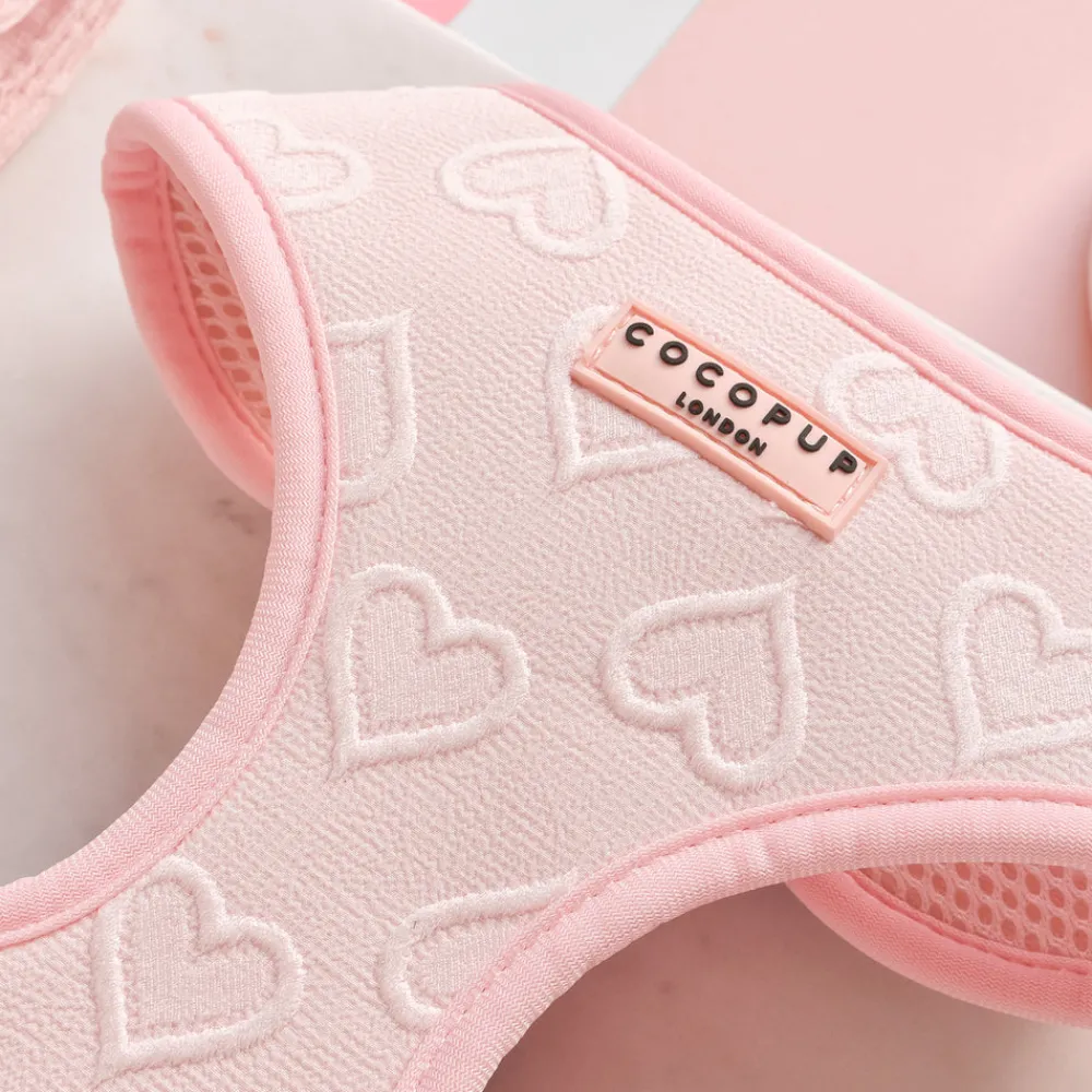 Cocopup Adjustable Neck Harnesses-Luxe Adjustable Neck HARNESS - Baby Pink Heart
