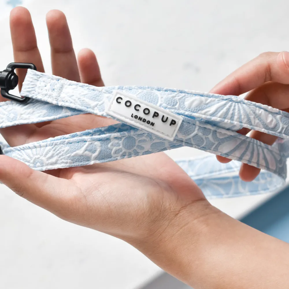 Cocopup Leads | Puppy Leads & Collars-Luxe Baby Blue Flower Lead - Puppy