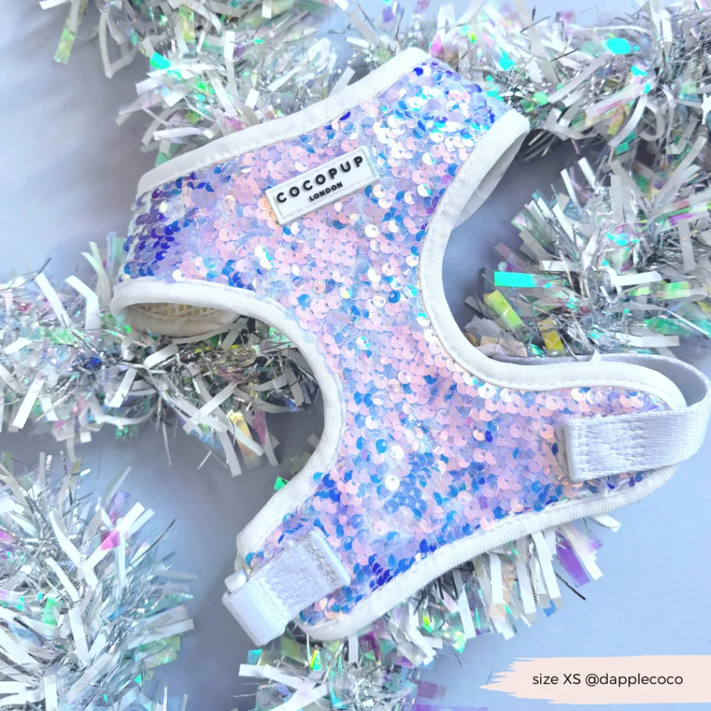 Cocopup Adjustable Neck Harnesses | Special Occassion Harnesses ✨-LUXE Party Holographic Sequin HARNESS