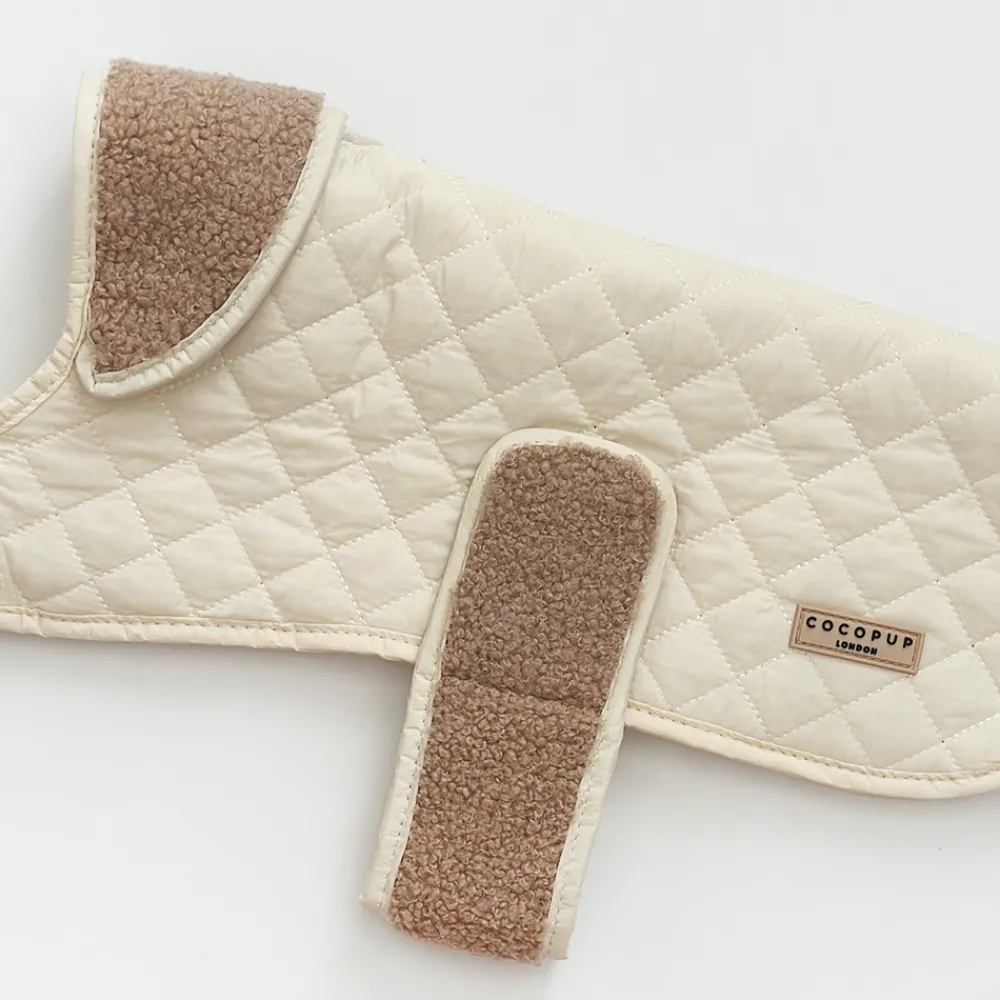 Cocopup Coats ❄️-LUXE Quilted Dog Coat - Creamy Chai