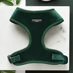 Cocopup Adjustable Neck Harnesses-LUXE Velvet Adjustable Neck HARNESS - Forest Green