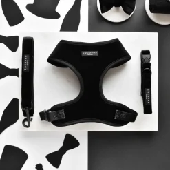 Cocopup Adjustable Neck Harnesses-Luxe Velvet Adjustable Neck HARNESS - Noir