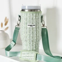 Cocopup Tumbler Carry Cases-Matcha Textured Tweed Tumbler Carry Case by Coconut Lane