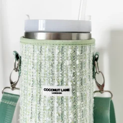Cocopup Tumbler Carry Cases-Matcha Textured Tweed Tumbler Carry Case by Coconut Lane