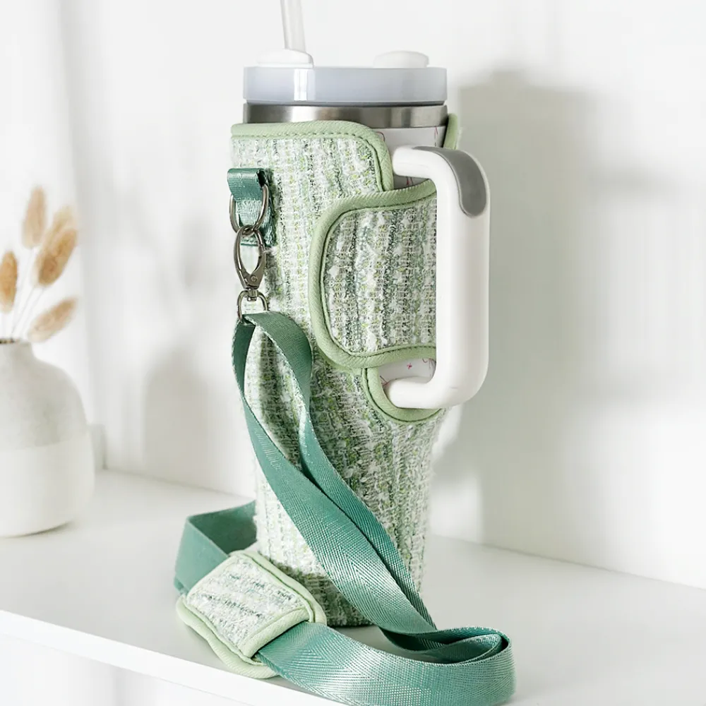 Cocopup Tumbler Carry Cases-Matcha Textured Tweed Tumbler Carry Case by Coconut Lane