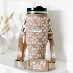 Cocopup Tumbler Carry Cases-Mocha Flower Tumbler Carry Case by Coconut Lane