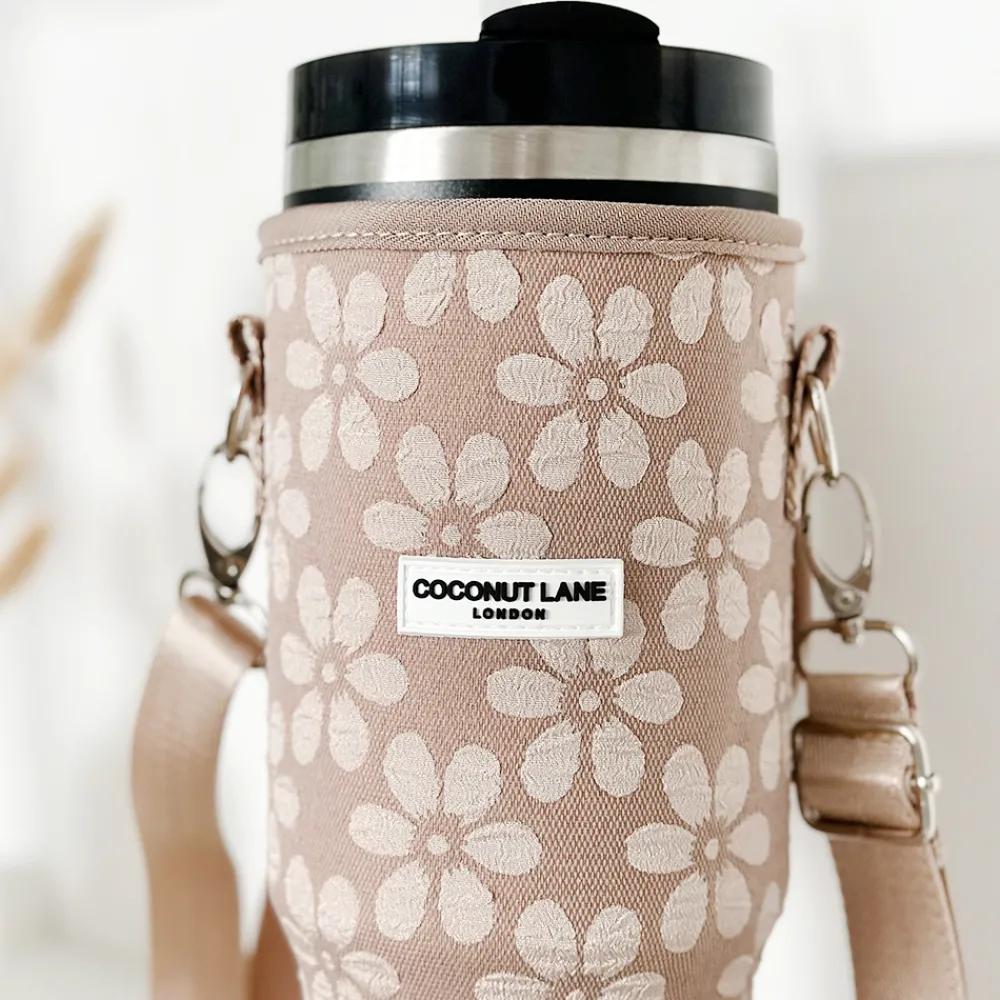 Cocopup Tumbler Carry Cases-Mocha Flower Tumbler Carry Case by Coconut Lane