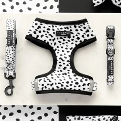 Cocopup Adjustable Harness Bundles-Monochrome Spots Adjustable Neck Harness, Lead & Collar Bundle