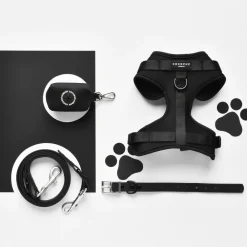 Cocopup Nakd D-Ring Harnesses | Nakd D-Ring Harness Bundles-NAKD Adjustable Neck Harness, Lead, Collar & Poop Bag Holder Bundle - Liquorice