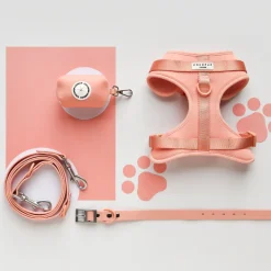 Cocopup Nakd D-Ring Harness Bundles | Nakd D-Ring Harnesses-NAKD Adjustable Neck Harness, Lead, Collar & Poop Bag Holder Bundle - Peach Floof