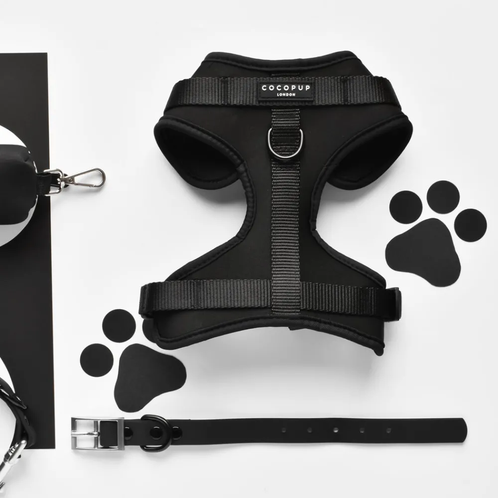 Cocopup Nakd D-Ring Harnesses | Nakd D-Ring Harness Bundles-NAKD Adjustable Neck Harness, Lead, Collar & Poop Bag Holder Bundle - Liquorice