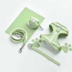 Cocopup Nakd D-Ring Harnesses | Nakd D-Ring Harness Bundles-NAKD Adjustable Neck Harness, Lead, Collar & Poop Bag Holder Bundle - Matcha