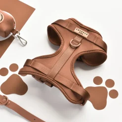Cocopup Nakd D-Ring Harnesses | Nakd D-Ring Harness Bundles-NAKD Adjustable Neck Harness, Lead, Collar & Poop Bag Bundle - Brownie