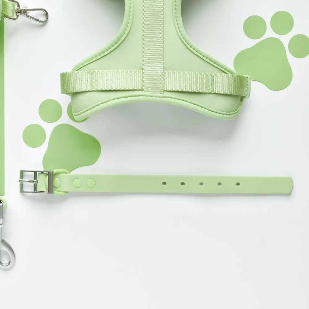Cocopup Nakd D-Ring Harnesses | Nakd D-Ring Harness Bundles-NAKD Adjustable Neck Harness, Lead, Collar & Poop Bag Holder Bundle - Matcha