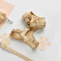 Cocopup Nakd D-Ring Harnesses | Nakd D-Ring Harness Bundles-NAKD Adjustable Neck Harness, Lead, Collar & Poop Bag Holder Bundle - Biscuit