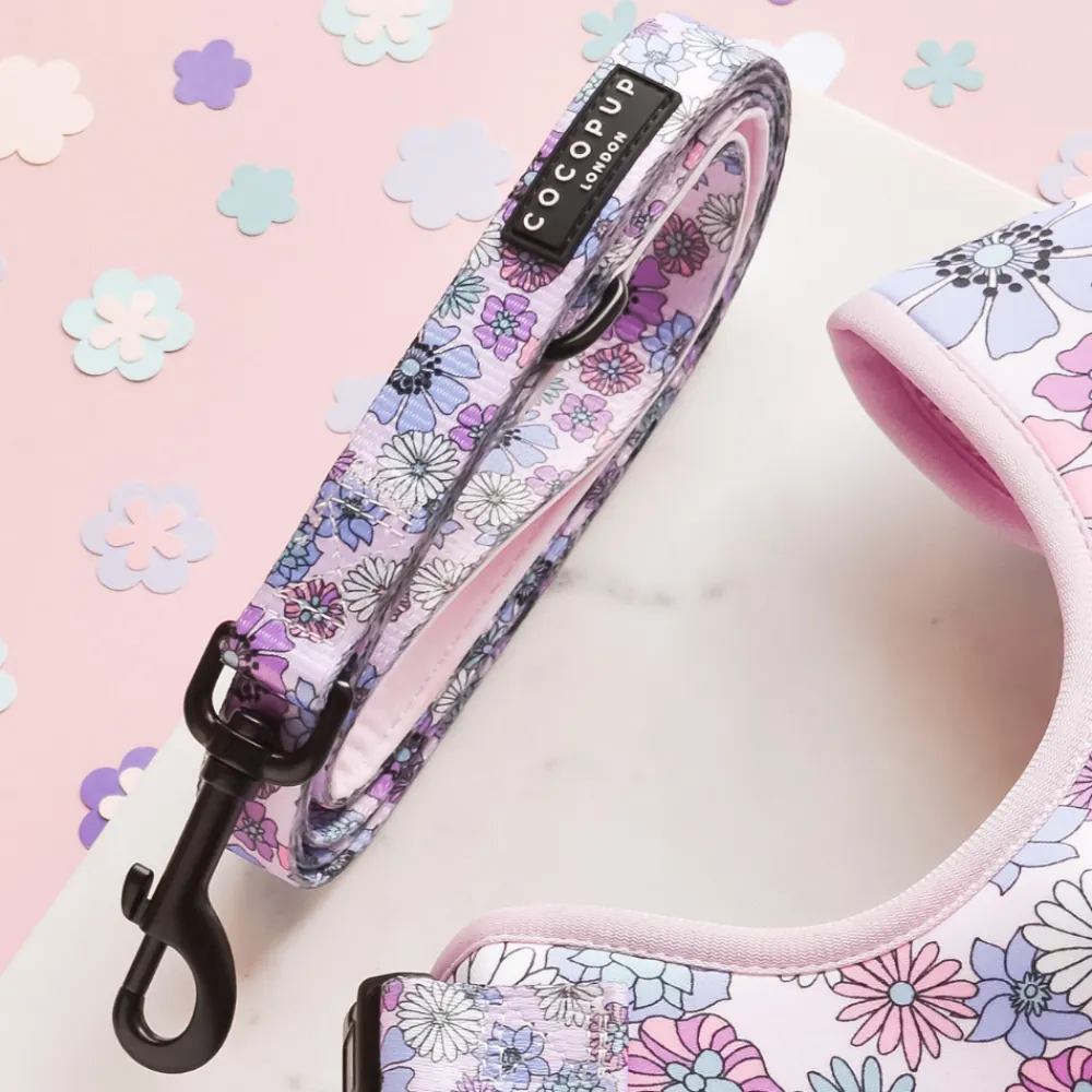 Cocopup Adjustable Harness Bundles-Pastel Flowers Adjustable Neck Harness, Lead & Collar Bundle