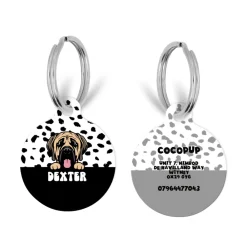 Cocopup Personalised Id Tags-Personalised Dog Cartoon ID Tag - Monochrome Spots