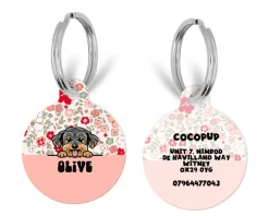 Cocopup Personalised Id Tags-Personalised Dog Cartoon ID Tag - Cute Flowers