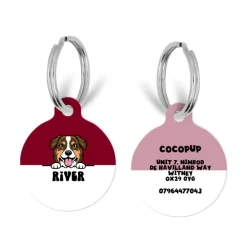 Cocopup Personalised Id Tags-Personalised Dog Cartoon ID Tag - Burgundy