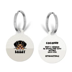 Cocopup Personalised Id Tags-Personalised Dog Cartoon ID Tag - Brown Tweed