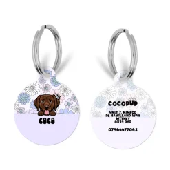 Cocopup Personalised Id Tags-Personalised Dog Cartoon ID Tag - Pastel Flowers