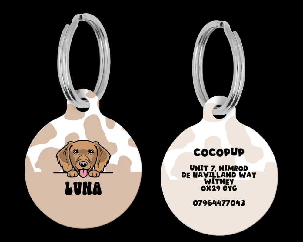 Cocopup Personalised Id Tags-Personalised Dog Cartoon ID Tag - Nude Cow