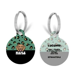 Cocopup Personalised Id Tags-Personalised Dog Cartoon ID Tag - Khaki Leopard