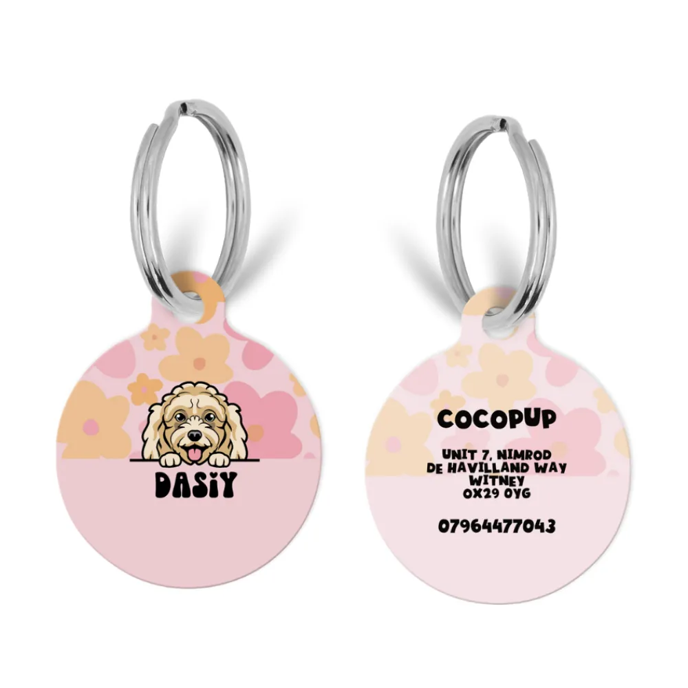Cocopup Personalised Id Tags-Personalised Dog Cartoon ID Tag - Summer Bloom