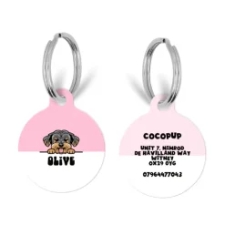 Cocopup Personalised Id Tags-Personalised Dog Cartoon ID Tag - Pink