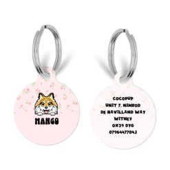 Cocopup Personalised Id Tags-Personalised Dog Cartoon ID Tag - Ditsy Floral Pink